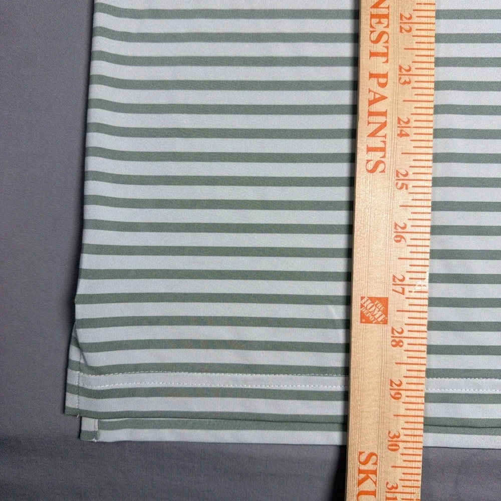Adidas Golf Shirt‎ Mens Medium Light Green Striped Riverside Golf Course Polo